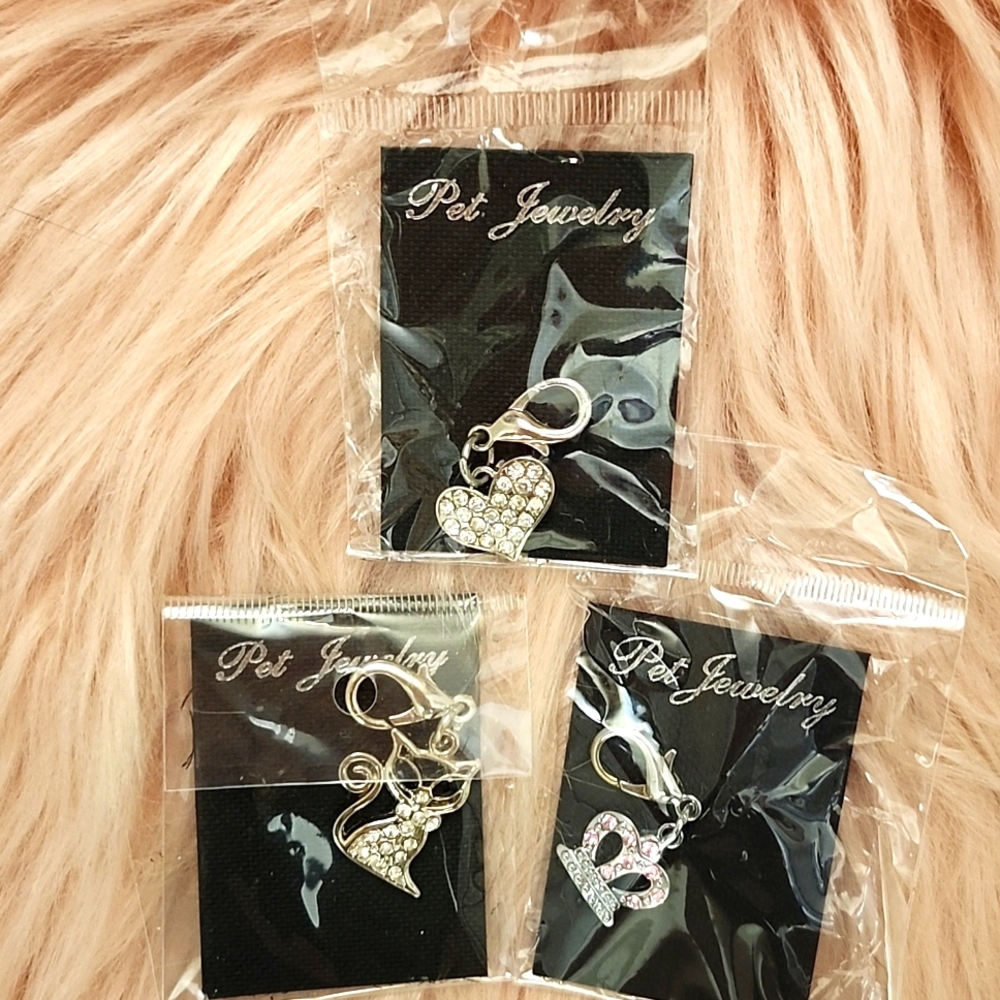Brand New 3CT BUNDLE PET JEWELRY ASSORTED BLING PET COLLAR CHARM